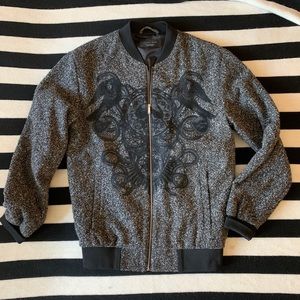 Black Bomber Jacket with Front Design